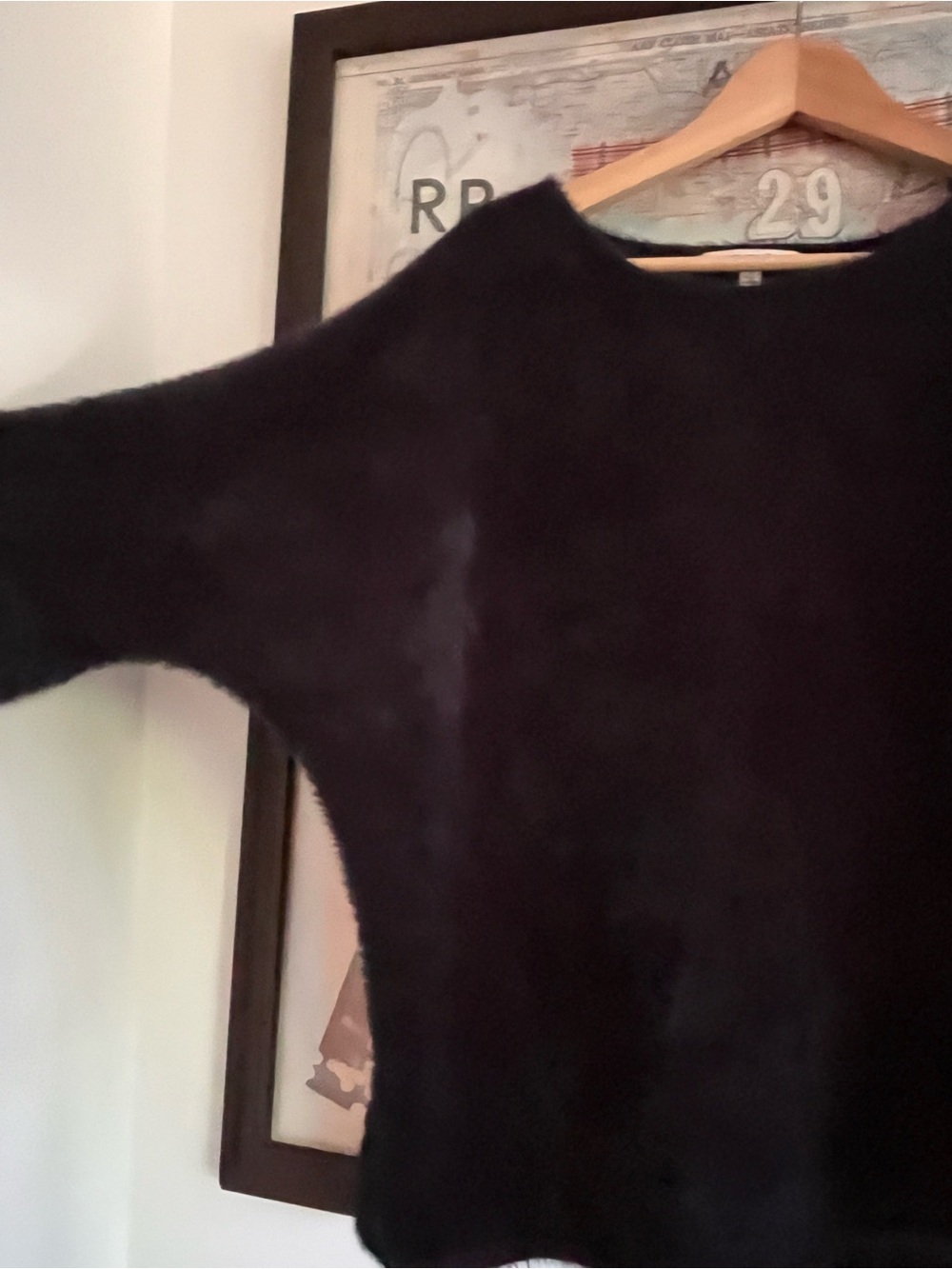 NWOT Symplii Fuzzy Inky Navy Blue  Boxy Oversized Top S - Picture 3 of 7